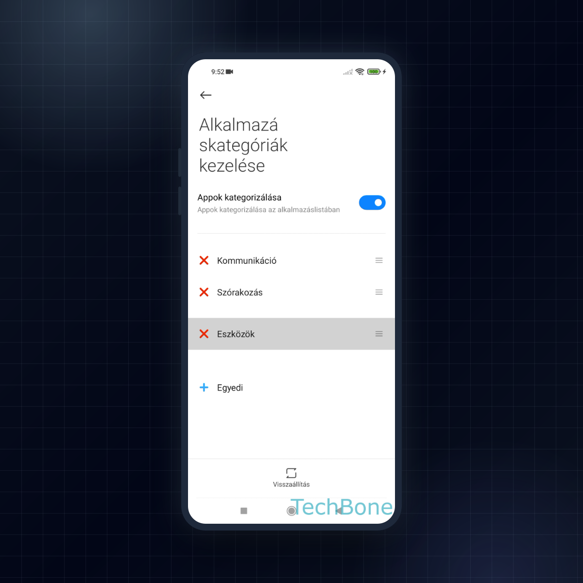 Xiaomi: Alkalmazáskategóriák szerkesztése az alkalmazásfiókban