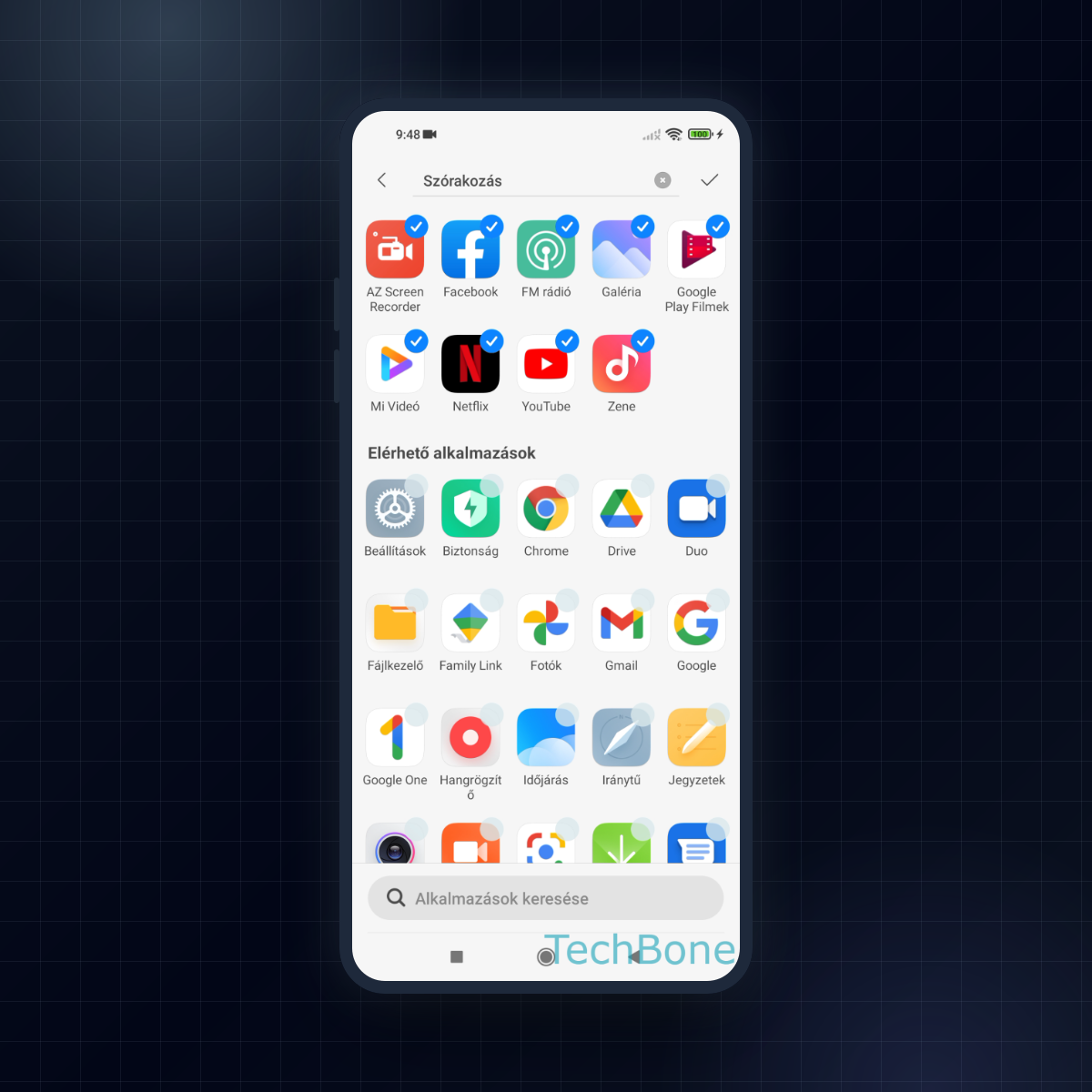 Xiaomi: Alkalmazások kategóriák szerinti rendezése